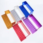 5 colors Dental Burs Holder Block Aluminium Disinfection Box Autoclave 30 Holes