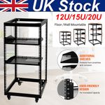 12U/15U/20U 4 Post Open Frame Server Rack Network Enclosure with Metal Wheels