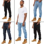 Enzo Mens Cuffed Jogger Jeans Elasticated Waist Designer Denim Pants All Sizes