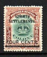 Malaysia Straits Settlements 4c on 16c green & brown  SG 145  vlmm Cat £13