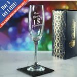 Personalised Engraved  Champagne Flute Happy 18th Birthday Slanted, Gift Boxed
