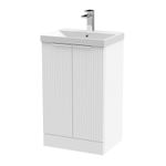 Hudson Reed Satin White 500mm Fluted 2-Door Basin Vanity Unit & Thin-Edge Basin