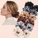 Silk Hair Scrunchies for Women & Girls – Soft Elastic Hair Bands (Pack of 12)