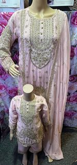 New collection mother to daughter 3pc stitch chiffon embroidered collection