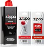 Genuine Original Zippo Premium Lighter Fuel Fluid Refill, Wick & Flints