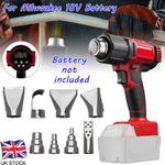 LCD Display Cordless Hot Air Gun Electric Heat Gun w/ 8 Nozzle For Milwaukee 18V