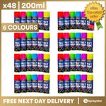 48 x 200ml Cans Silly Crazy String Spray Purple Blue Green Yellow Pink Red