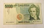 Italy  5000  Lira  Circulated Banknote  (731A)