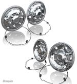 17.5" Polished Stainless Front & Rear Wheel Trims For Truck Bus Coach Sleeves