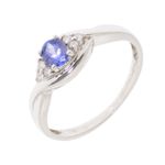 Pre-owned 9ct White Gold Oval Tanzanite and Diamond Ring