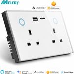 WiFi Smart Socket UK 20W USB-C Alexa Google HomeKit Glass Panel