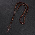 Rosary Cross Crucifix Handmade Wooden Beads Catholic Christian Traditional Style