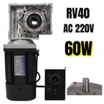 60W AC 220V RV40 1350RPM Worm Gear Reducer Gearbox Electric Motor W/ Controller