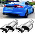 Stainless Steel 2.5" Inlet 3.5" Outlet Dual Exhaust Pipe Tip For JAGUAR XF XE