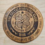 Celtic FC Lisbon Lions Crest on Reclaimed Oak Whisky Barrel Lid 