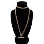 Unique Stunning Vintage 9ct Yellow Gold Diamond Cut Curb Chain & T-Bar (Diamond)