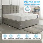 LUXURY GREY FABRIC DIVAN BED SET WITH MATTRESS & HEADBOARD 4FT6 DOUBLE 5FT KING