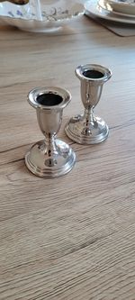 Pair of small silver candlesticks
