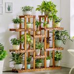 Wisfor Large Multi Tier Wood Flower Rack Garden Plant Stand Book Ladder Shelves