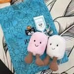 NEW Jellycat Marshmallows Plush- 12cm Pink & White Key Ring With Tags & Dust-Bag