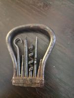 RARE Antique Corkscrew Bow 6x Multi Tool Folding Pocket button Hook one broken