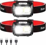 Blukar Head Torch Rechargeable, 2 Pack 2000L Super Bright Headlamp Headlight wit