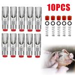 10x Stainless Steel Automat Animal Pet Pig Drinking Water Nipple Drinker Tool UK