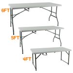 CATERING CAMPING HEAVY DUTY FOLDING TRESTLE TABLE PICNIC BBQ PARTY 4FT 5FT & 6FT
