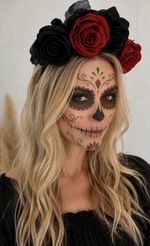 Day of the Dead Headband Halloween Masquerade Rose Flower Accessory