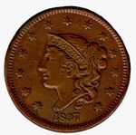 1837 USA Coronet Head One Cent – Large Cent – Matron Head Copper Coin