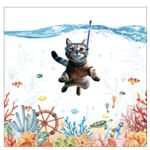 Funny Cat Shower Curtain Waterproof Cute Cartoon Animals Bathroom Set Decor 