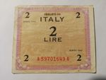 Series 1943 Italy Allied Military Currency 2 Lire Banknote Note - circulated