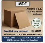 MDF Sheet  A2 A3 A4 A5 Crafts  CNC drill cut-2,3,6,9,12mm thick no burnt  marks