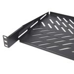 Pro Vented Cantilever Shelf 1U 300mm Deep Black for 19 inch Data Cabinet