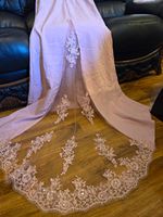 Pink Sleeveless V-Neck Bridesmaid Dress Sequin Beaded Bodice Lace Train