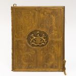 Antique Cloth Lined Book Cradle "vincere vel mori" Victory or Death 19" x 15"