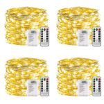 Battery Fairy Lights - 4 Pack, 10m 100 Led Copper Wire Fairy Lights, 8 Modes Rem