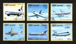 Cambodia 1991 Aircraft/ Airliners short set of 6 values (SG 1171-1176) used