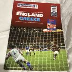 England v Greece World Cup Qualifying Programme 2001-2002 Football - Beckham FK!