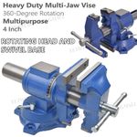 4" Multipurpose Heavy Duty Bench Vise 360° Rotation Pipe Clamp Vice Swivel Base