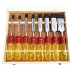 Bevel Edge Wood Chisels Set Woodworking Carving Lathe Tools + Wooden Case 8pc