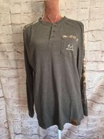 Realtree Men's Long Sleeve Henley Shirt Gray Camo Edge Hunting Fishing Large
