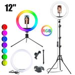 Ring Light with Tripod Stand & Phone Holder 12" inch RGB LED Selfie Ring Light