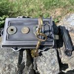 HEAVY SOLID CAST Iron vintage door key lock rim lock old Victorian style (142)