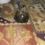 VTG Russian Silver Plate Open Salt Cellar Glass Insert Dip Mustard Pot Spoon Set