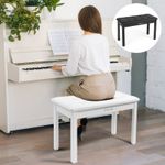   ♬Mustar Piano Stool Wooden Piano Bench With Storage Padded Keyboard Seat
