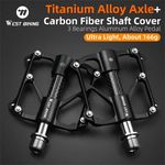 WEST BIKING Carbon Fiber Bicycle Pedals Lightweight Titanium Alloy Flat Pedals