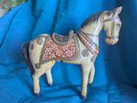 Antique Painted Wood Folk Art Indian Ghodi Wedding Horse Figurine