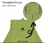 Unisex Fleece Dog Coat/Jacket Size S Olive Green/Orange Built-in Leash Hook