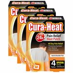 Cura-Heat Pain Relief Patches, 3 x 4 Pack Back Shoulder Muscle Therapy 24h